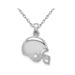 GEM AND HARMONY 14K Gold Football Helmet Charm Pendant Necklace With Chain In White