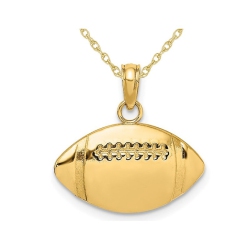 GEM AND HARMONY 14K Gold Classic Football Charm Pendant Necklace With Chain In Yellow