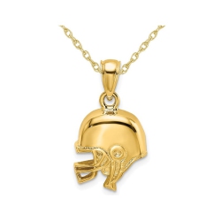 GEM AND HARMONY 14K Gold Football Helmet Pendant With Chain In Yellow