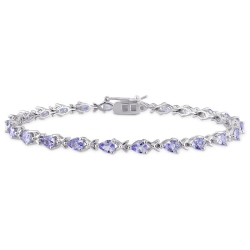 GEM AND HARMONY 4.30 Carat (Ctw) Tanzanite X-Link Bracelet In Sterling In Silver