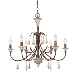 LNC French Country 6-Light Distressed Chandelier