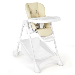 COSTWAY Baby Convertible Folding Adjustable High Chair W/wheel Tray Storage Basket