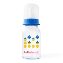 LOLLALAND Glass Baby Bottle - Brave (4OZ) In Blue