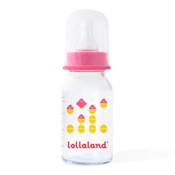 LOLLALAND Glass Baby Bottle - Posh (4OZ) In Pink