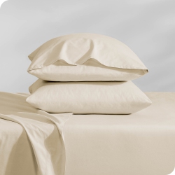 BARE HOME 100% Organic Cotton Pillowcase Set - Crisp Percale Weave - Lightweight & Breathable - Set Of 2 (French Beige, Standard)