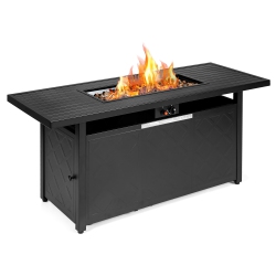 COSTWAY 57" Rectangular Propane Gas Fire Pit 50, 000 Btu Heater Outdoor Table
