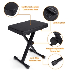 BOOST INDUSTRIES Bb1Ii Premium Height Adjustable Padded Piano Bench (Black)