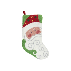 GALLERIE II 21" Plush Loop Knit And Velveteen Rosy Cheeked Santa Claus Christmas Stocking