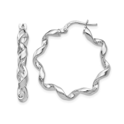 GEM AND HARMONY Sterling Twisted Hoop Earrings 1 Inch (2.20 MM Thick) In Silver
