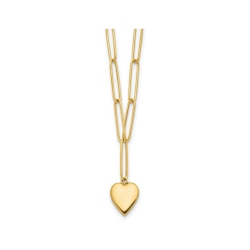 GEM AND HARMONY 14K Gold Heart Charm Paperclip Link Necklace With Chain In Yellow