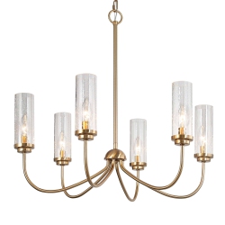 LNC Modern 6-Light Electroplated Chandelier With Seeded Glass In Gold