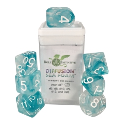 ROLE 4 INITIATIVE Set Of 7 Dice: Diffusion Sea Foam With Arch'd4