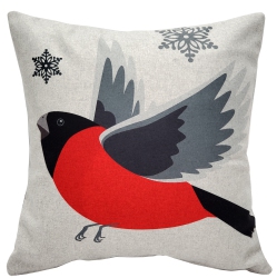 PILLOW DECOR Winter Finch Flying Bird Christmas Pillow