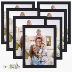 Picture Frames 8x10 Photo Frame Set for Wall or Tabletop, Black, 7 pcs