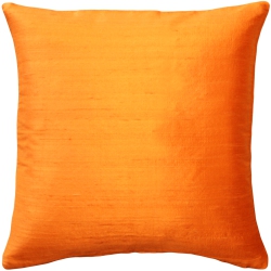 PILLOW DECOR Sankara Silk Throw Pillow, 18"x18" (Polyfill Insert Included) In Orange