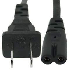 MARS DEVICES Two Prong Universal Ac Power Cable for Xbox, Playstation, Laptops, And More By Mars Device