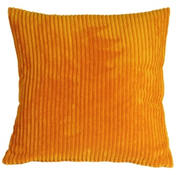 PILLOW DECOR Wide Wale Corduroy Throw Pillow, 18"x18" (Polyfill Insert Included) In Light Orange