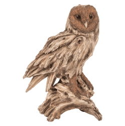 HI-LINE GIFT LTD Driftwood Barn Owl On Stump Garden Statue