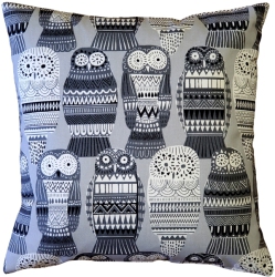 PILLOW DECOR Midnight Owl Cotton Print Throw Pillow, 17"x17" (Polyfill Insert Included)