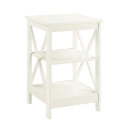 CONVENIENCE CONCEPTS Oxford End Table With Shelves In Wood Finish In Ivory