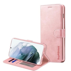 SUPERSHIELD Samsung Galaxy S21 5G Case Rose Suprshield Wallet Leather Card Holder Flip Protective Shockproof Magnetic Case Stand Cover In Gold