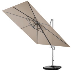 GYMAX 10X10 Ft Patio Offset Cantilever Umbrella Aluminum 360° Tilt Weight Base