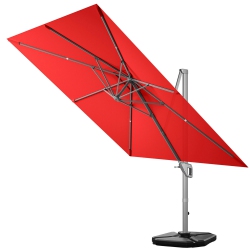 GYMAX 10X10 Ft Patio Offset Cantilever Umbrella Aluminum 360° Tilt Weight Base