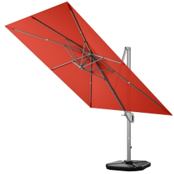 GYMAX 10X10 Ft Patio Offset Cantilever Umbrella Aluminum 360° Tilt Weight Base