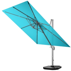 GYMAX 10X10 Ft Patio Offset Cantilever Umbrella Aluminum 360° Tilt Weight Base