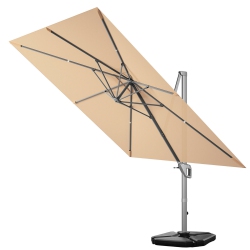 GYMAX 10X10 Ft Patio Offset Cantilever Umbrella Aluminum 360° Tilt Weight Base