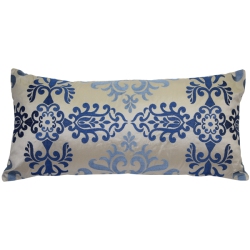 PILLOW DECOR Sumatra Fountain Embroidered Silk Decorative Throw Pillow, 12"x24" (Polyfill Insert Included)