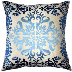 PILLOW DECOR Sumatra Fountain Embroidered Silk Decorative Throw Pillow, 21"x21" (Polyfill Insert Included)