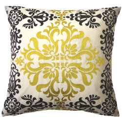 PILLOW DECOR Sumatra Medallion Embroidered Silk Decorative Throw Pillow, 21"x21" (Polyfill Insert Included)