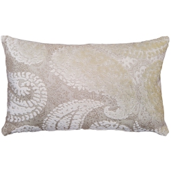 PILLOW DECOR Rochelle Vanilla Paisley Velvet Pillow, 12"x20" (Polyfill Insert Included)