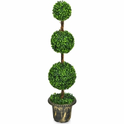 SLICKBLUE 4 Feet Artificial Topiary Triple Ball Tree Plant