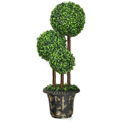 SLICKBLUE 36-Inch Artificial Topiary Triple Ball Tree for Indoor And Outdoor