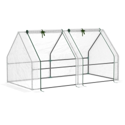 OUTSUNNY 6' X 3' X 3' Portable Tunnel Greenhouse Outdoor Garden Mini With Large Zipper Doors & Water/uv Pe Cover In White