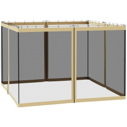OUTSUNNY Replacement Mosquito Netting for Gazebo 10' X 10' Screen Walls for Canopy With Zippers for Parties And Outdoor Activities, Beige In Black