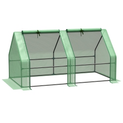 OUTSUNNY 6' X 3' X 3' Portable Tunnel House Outdoor Garden Mini With Large Zipper Doors & Water/uv Pe Cover In Green