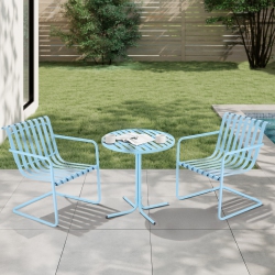 OUTSUNNY 3 Pieces Patio Bistro Set, Metal Frame Garden Coffee Table Set With 2 Chairs & Round Table for Outdoor Yard Porch Poolside Balcony