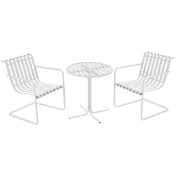 OUTSUNNY 3 Pieces Patio Bistro Set, Metal Frame Garden Coffee Table Set With 2 Chairs & Round Table for Outdoor Yard Porch Poolside Balcony In White