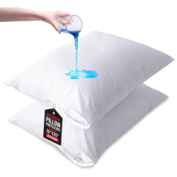 CANADIAN LINEN Waterproof Pillow Protector Zippered Encasement, 20"x26" Standard 2 Pack Soft Absorbent Breathable Bed Bug Proof Pillow Cover Hotels