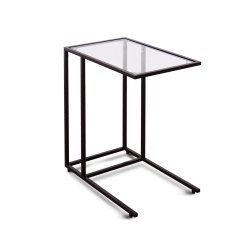 SLICKBLUE Contemporary Glass End Table – Sofa Side Table With Metal Frame for Small Spaces