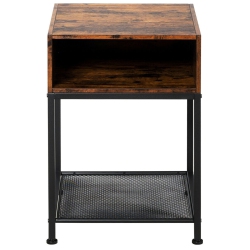SLICKBLUE Industrial Nightstand End Side Table With Mesh Shelf