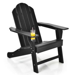 SLICKBLUE Outdoor Adirondack Chair With Built-In Cup Holder for Backyard Porch