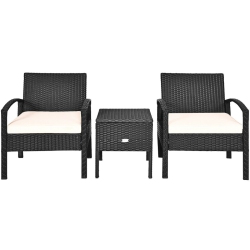 SLICKBLUE 3 Piece Pe Rattan Wicker Sofa Set With Washable And Removable Cushion for Patio