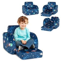 SLICKBLUE 3-In-1 Convertible Kids Sofa Bed – Flip-Out Lounger Chair for Toddlers