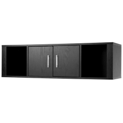 SLICKBLUE Wall-Mounted Floating Desk Hutch With 2 Doors And Shelves for Workspace Organization