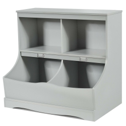 SLICKBLUE Kids Floor Cabinet Multi-Functional Bookcase -Gray
