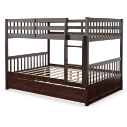 SLICKBLUE Full Over Full Bunk Bed Platform Wood Bed With Ladder